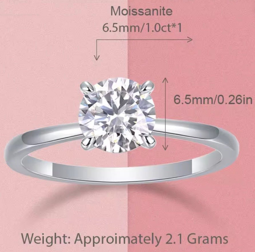 1 Carat Moissanite Ring 925 Sterling Silver - Moissanite Market