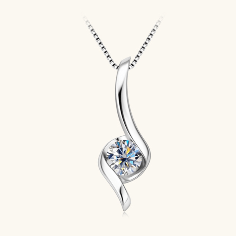 1 Caret Moissanite Pendant Necklace 18in. Box Chain - Moissanite Market