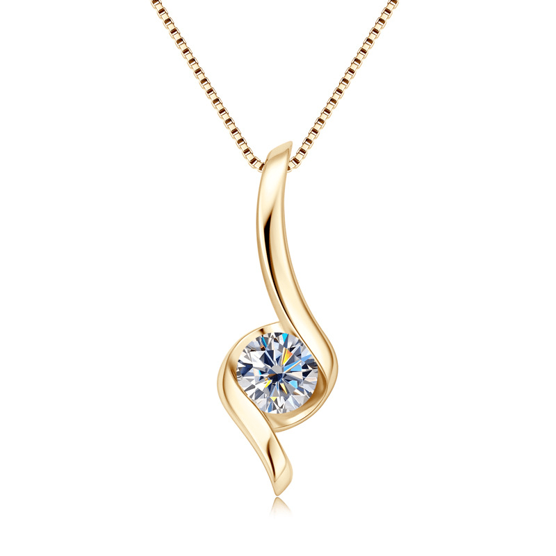 1 Caret Moissanite Pendant Necklace 18in. Box Chain - Moissanite Market