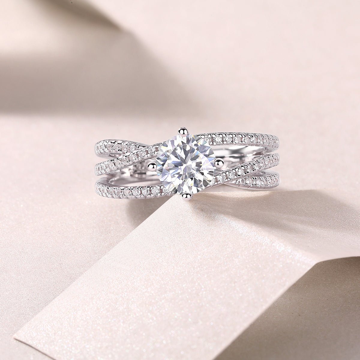 A 1 - carat Top - quality Moissanite S925 Silver Diamond Wedding Ring With Platinum Plating. - Moissanite Market