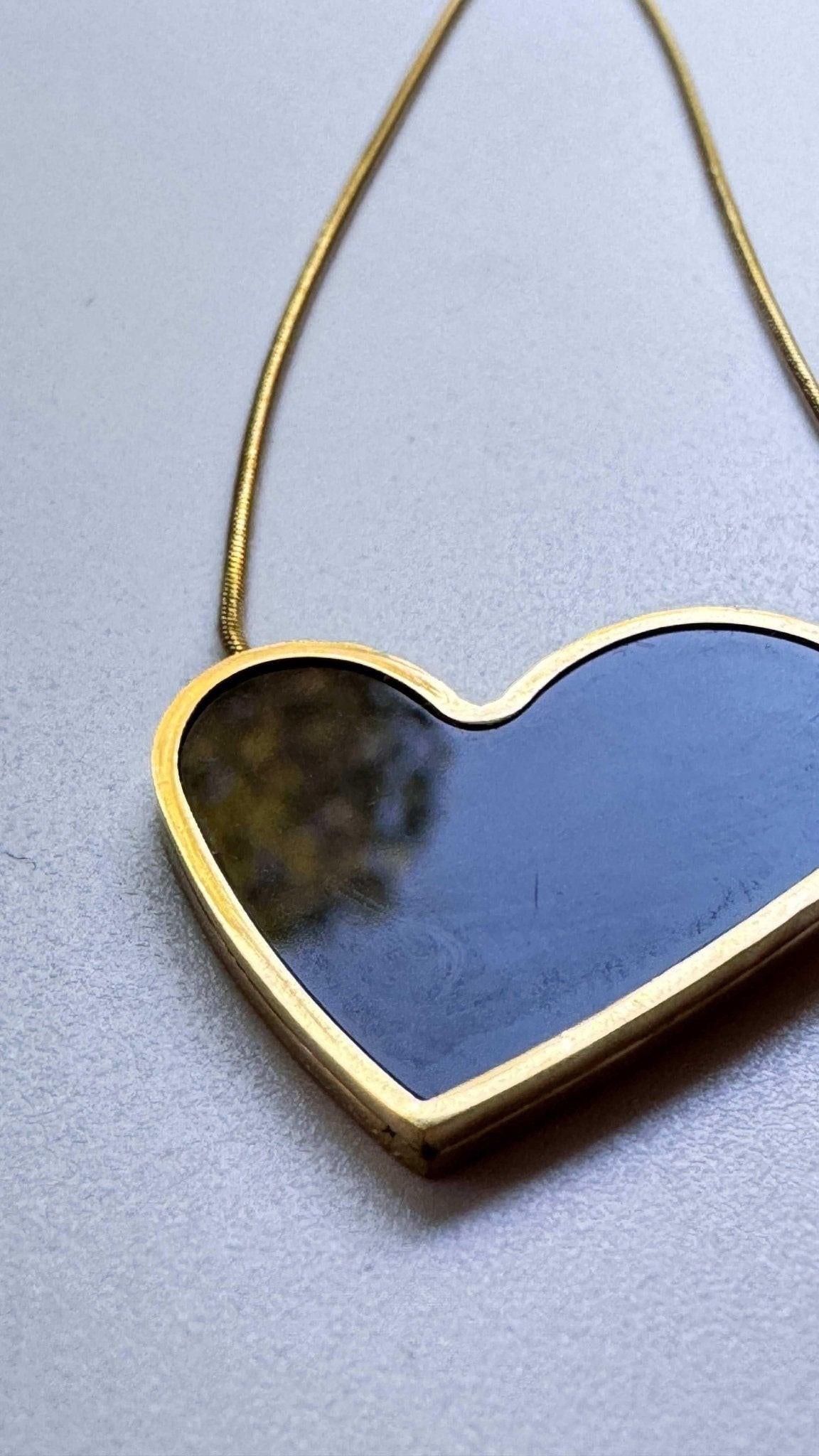 Black Heart Necklace - Unique New Black Heart Pendant Design 18in Box Chain - Moissanite Market