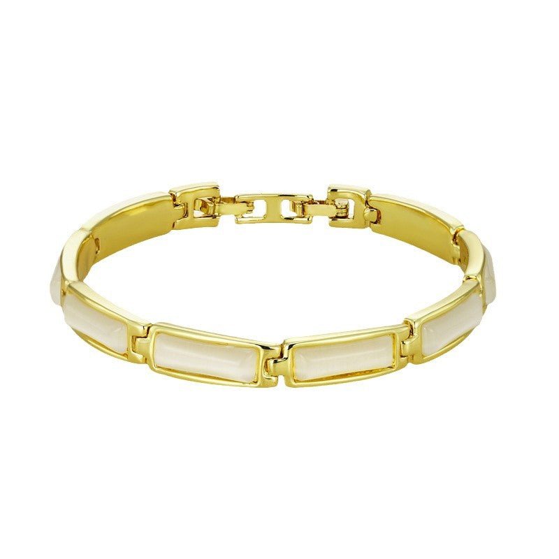 Geometric Rose Gold Opal Bracelet for Women – Elegant Modern Design, Adjustable Fit, Perfect Gift Jewelry - Moissanite Market