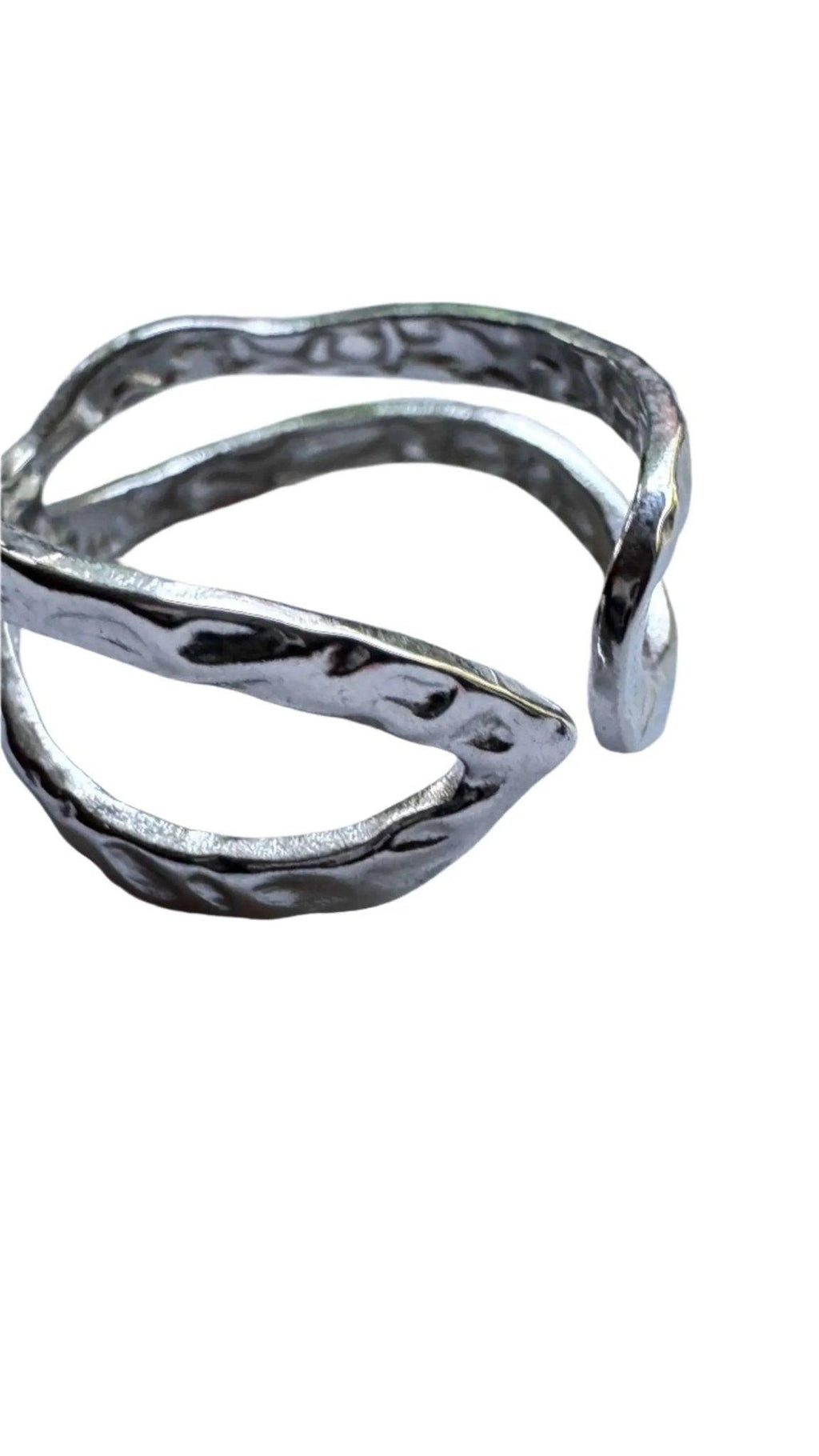 Hammered Silver Ring - Elegant Open Design in Fine Silver - Moissanite Market