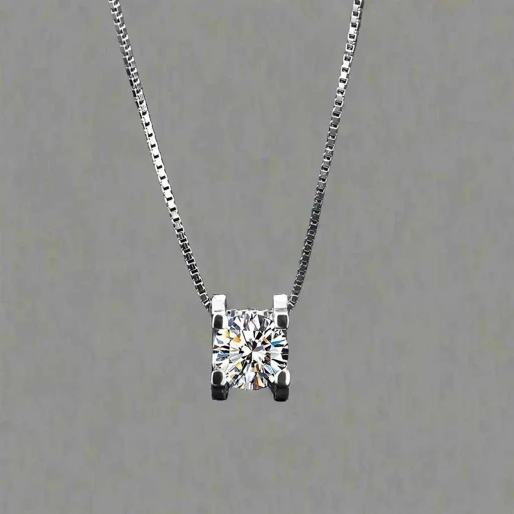 Moissanite Luxury Diamond Necklace 2 Carat with 18 Inch Sterling Silver Chain - Moissanite Market