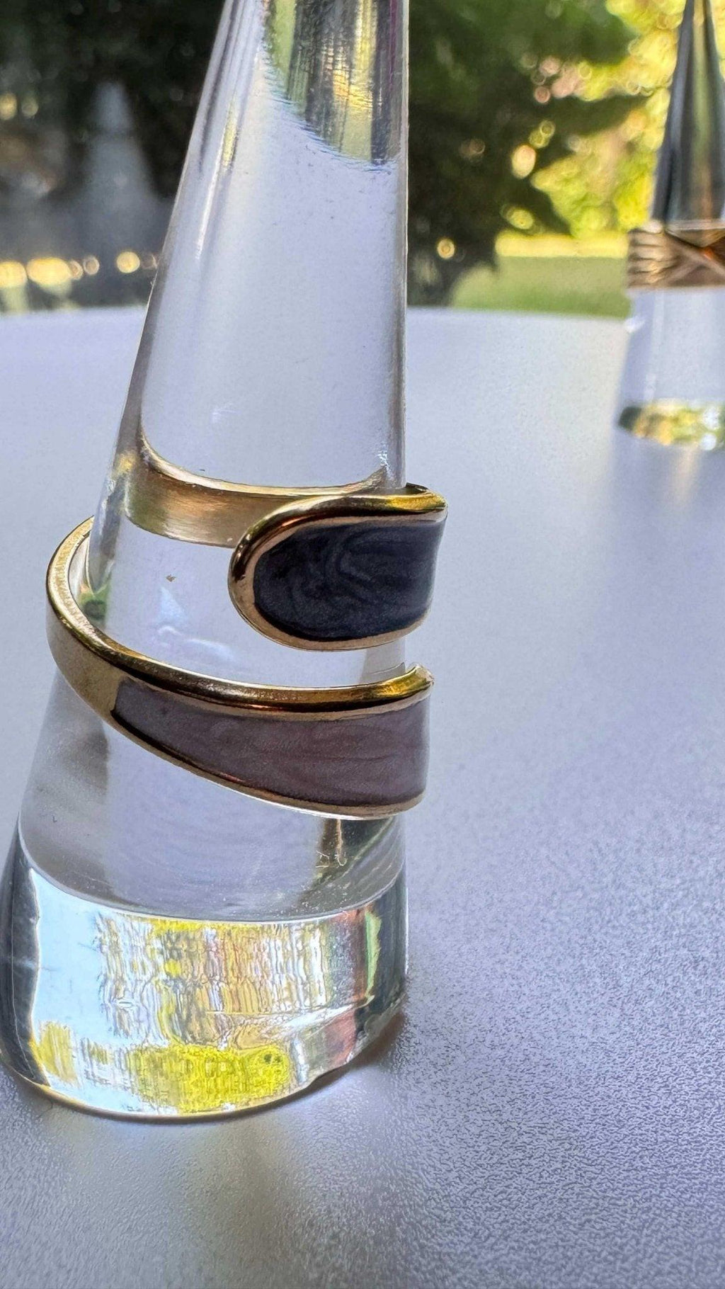 Open 2 Natural Stone Ring - One Size Adjustable Natural Stone Open Ring - Moissanite Market