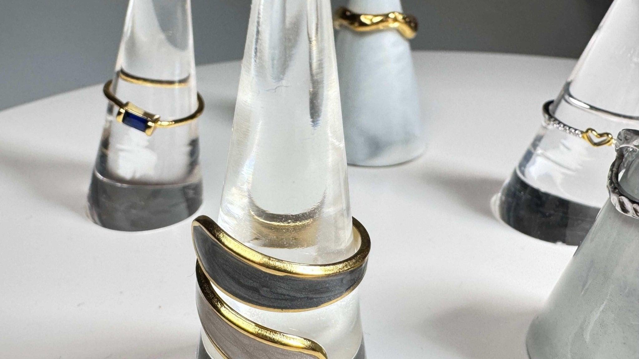 Open 2 Natural Stone Ring - One Size Adjustable Natural Stone Open Ring - Moissanite Market