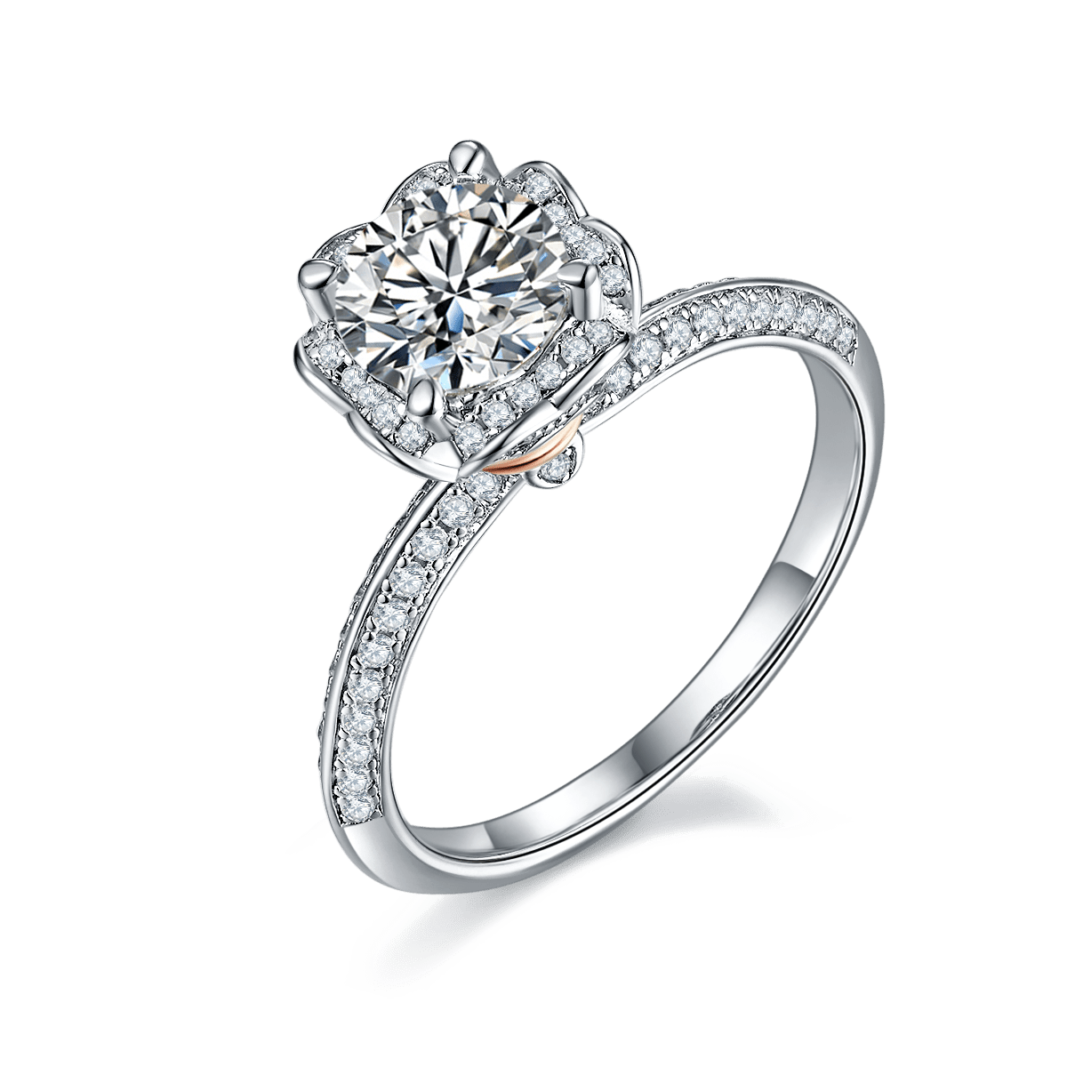 Set With 1 - carat Top - quality Moissanite S925 Silver And Platinum - plated Diamond. - Moissanite Market