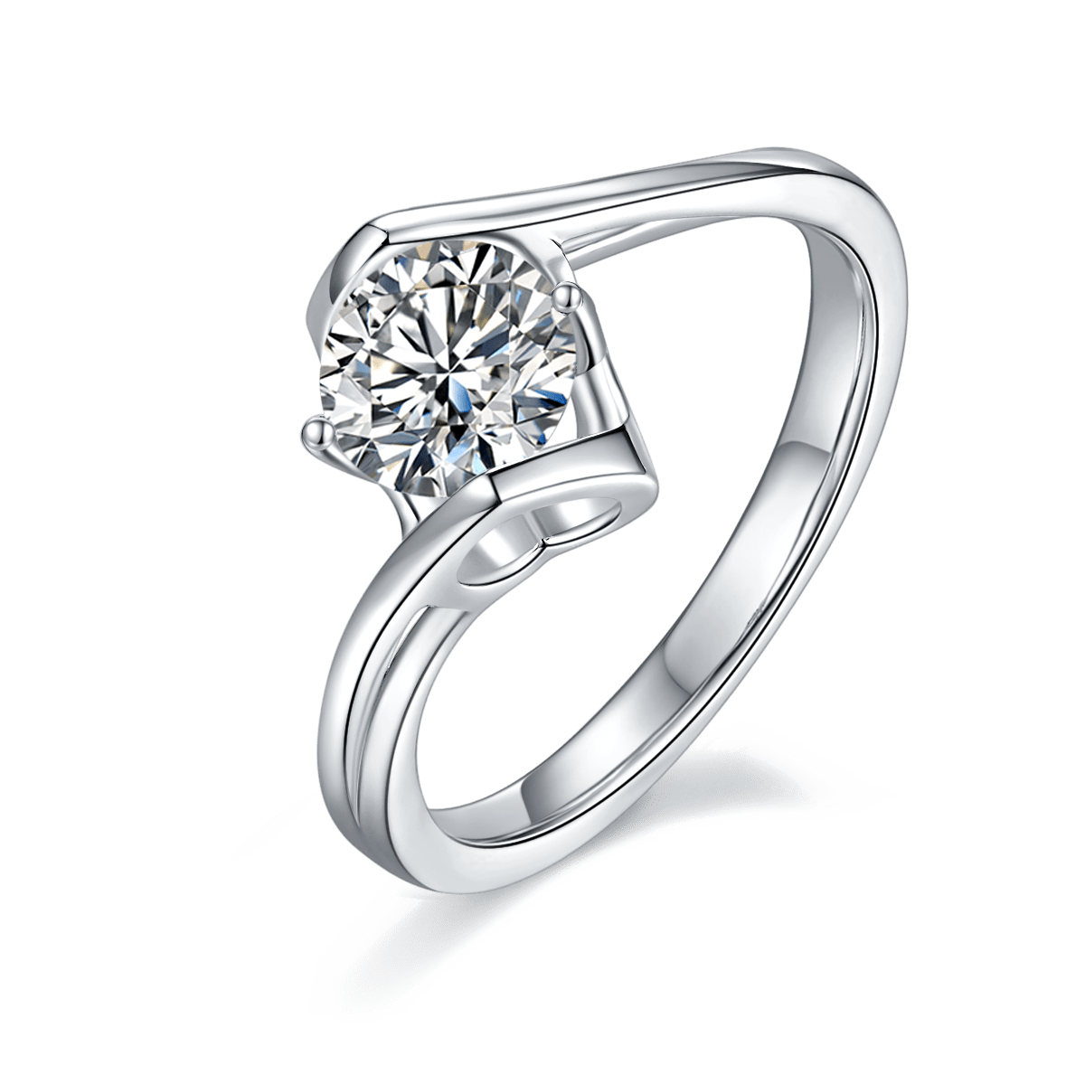 Set With 1 - carat Top - quality Moissanite S925 Silver And Platinum - plated Diamond Wedding Ring. - Moissanite Market